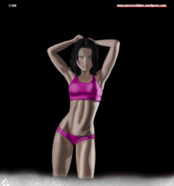 sexy brunette fitness coloured picture